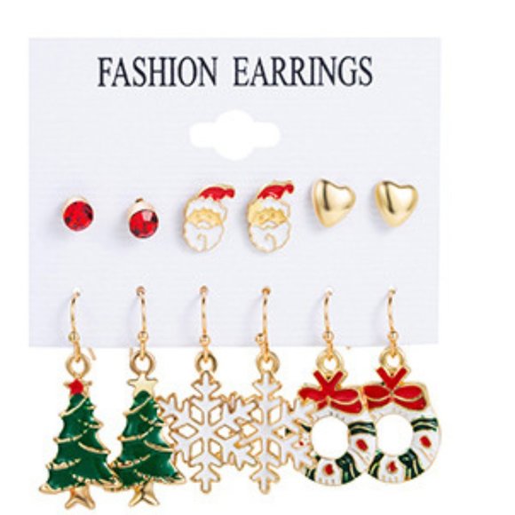 3/$35 Christmas Drop Dangle Earrings Ear Studs Set Pack Santa Claus Gift - Picture 1 of 5